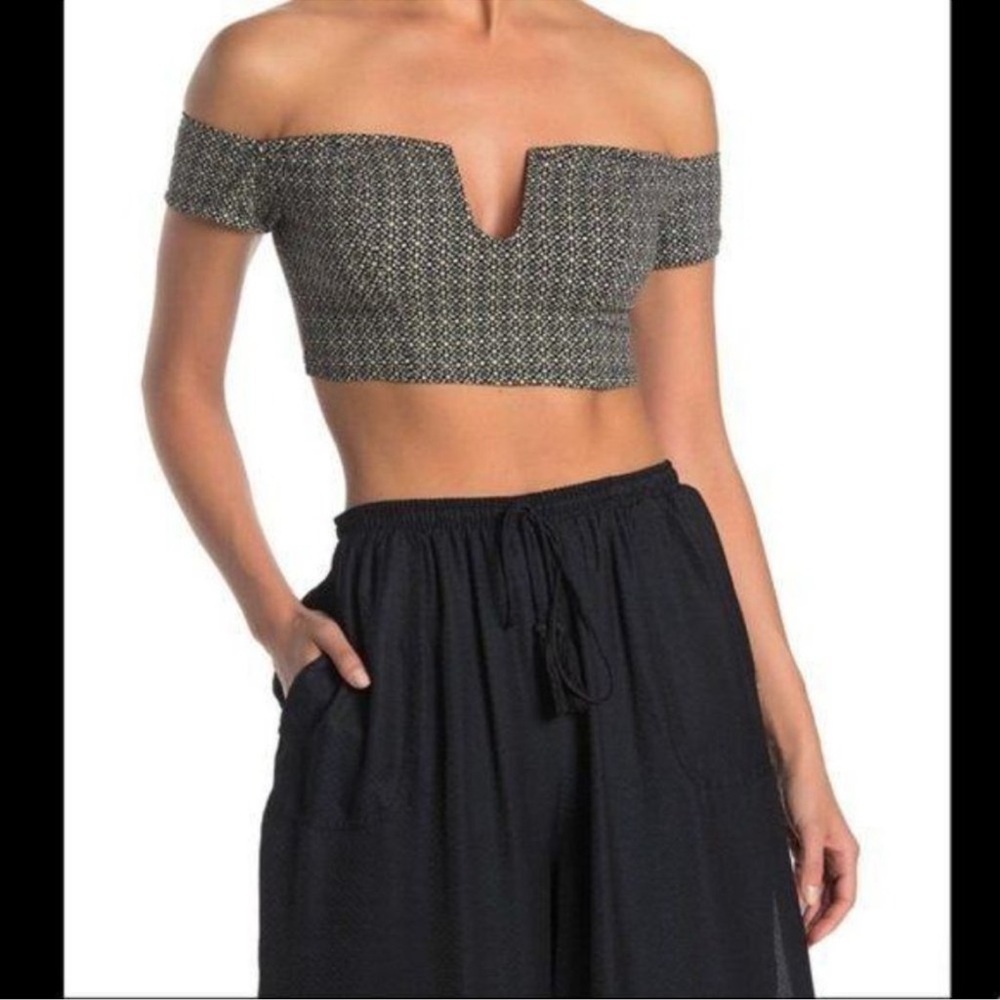 Free People Women's Black Lucky Now Brami Crop Top Size S
